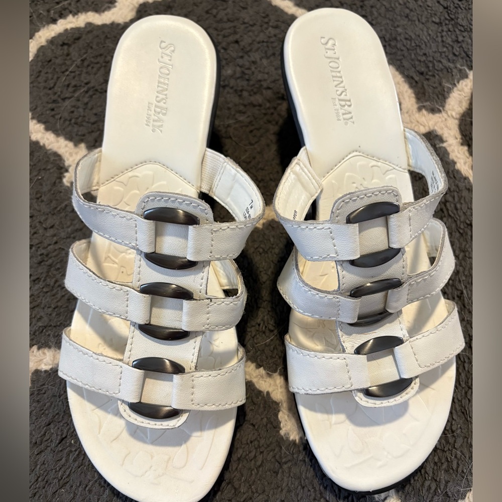 St. John's Bay White Triple-Strap Slide Sandals